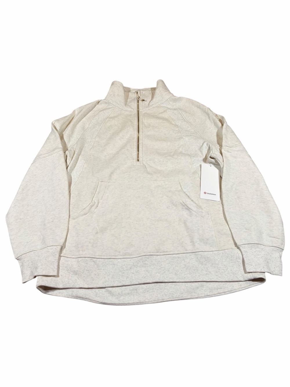 NWT Lululemon Scuba Oversized Funnel Neck Half-Zip (Heathered Ivory/Gold) XL/XXL